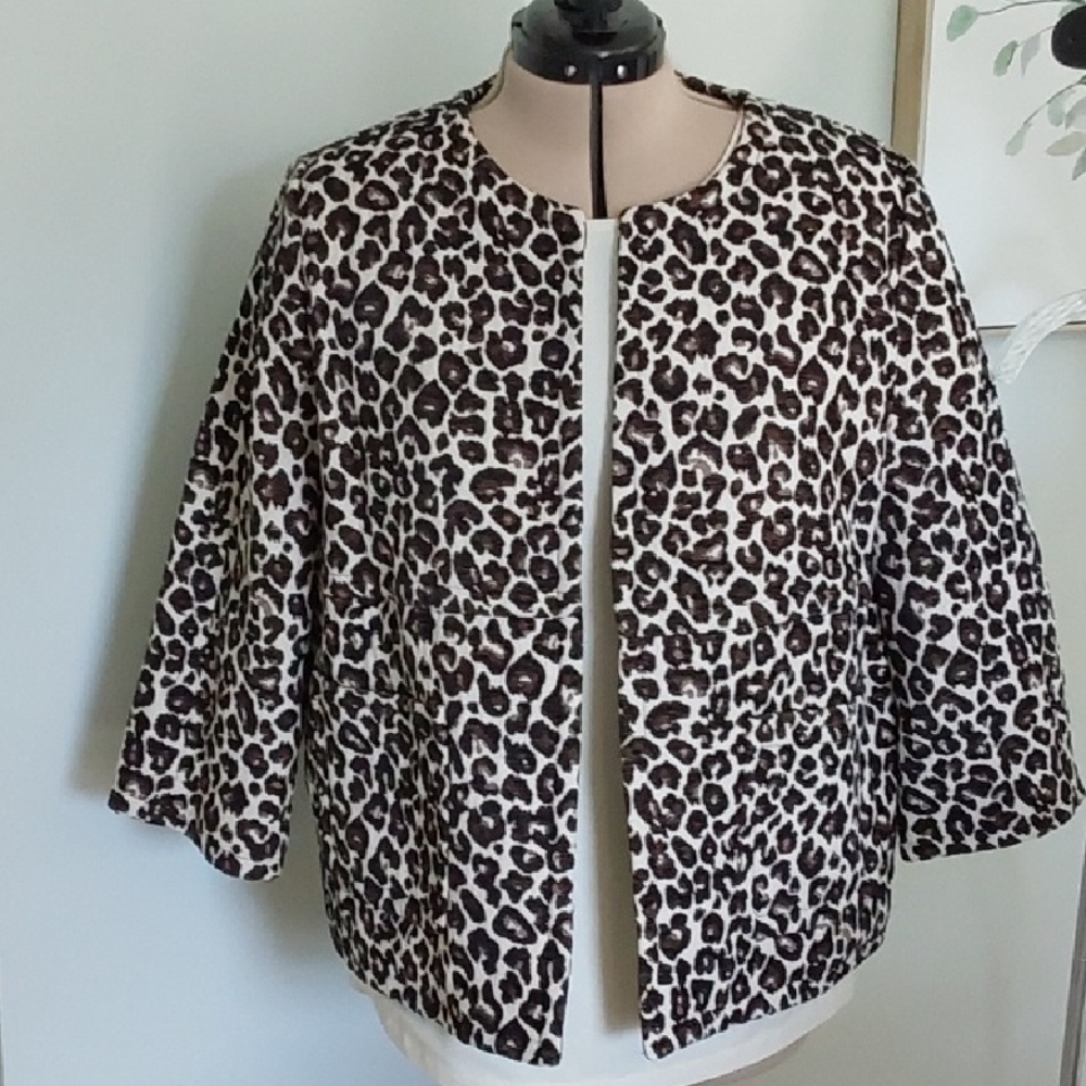 Chico's Animal Print No-Close Blazer, Size 3